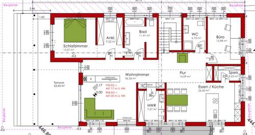 Obergeschoß mit Terrasse 60m² - 