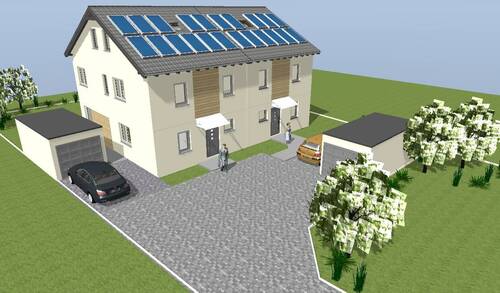 Südostansicht DH Stockstadt 17.07.2025 - 5 Zimmer Doppelhaushälfte zum Kaufen in Stockstadt am Rhein