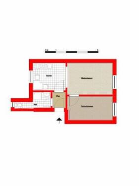 Wohnungsgrundriss - Preiswerte kleine 2-Zimmerwohnung