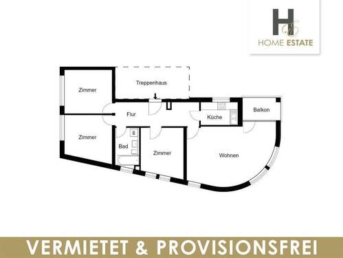 Grundriss - Vermietete Wohnung zum Sonderpreis & Provisionsfrei