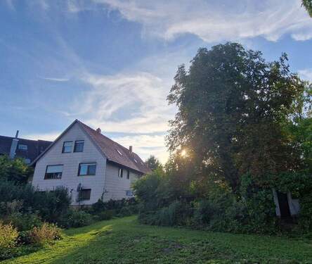 Blick vom Garten aufs Haus - Mehrfamilienhaus mit großem Garten 