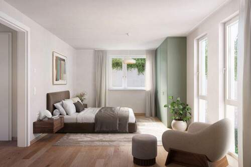 Urban Asset - Schlafzimmer - Schöne 3-Zimmer Wohnung mit Gartenanteil und Tageslichtbad