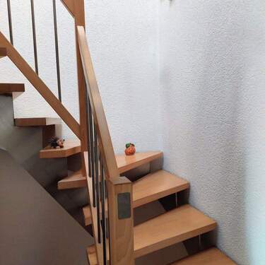 Edelstahltreppe mit Holzstufen - 