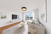 Visualisierte Einrichtung Wohnbereich - Bogenhausen - 'The Grand' - Ruhige 4-Zimmer-Dachterrassenwhg. mit Blick bis zur Frauenkirche & TG.