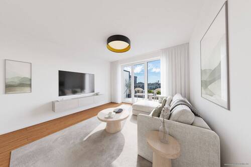 Visualisierte Einrichtung Wohnbereich - Bogenhausen - 'The Grand' - Ruhige 4-Zimmer-Dachterrassenwhg. mit Blick bis zur Frauenkirche & TG.