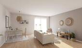 Im Wohnzimmer kommt Ihre Familie zusammen - Barrierefreie Eigentumswohnung mit Aufzug und Balkon im 3. OG