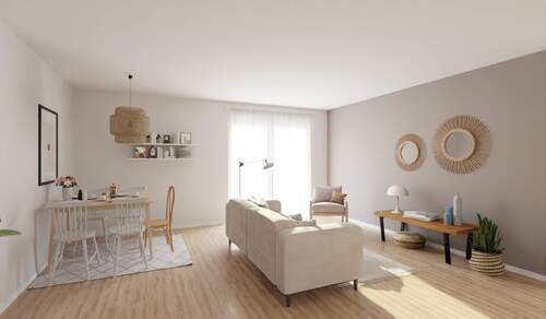Im Wohnzimmer kommt Ihre Familie zusammen - Barrierefreie Eigentumswohnung mit Aufzug und Balkon im 3. OG