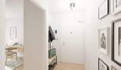 Der Flur bietet Platz für Garderobe und Schuhe - 