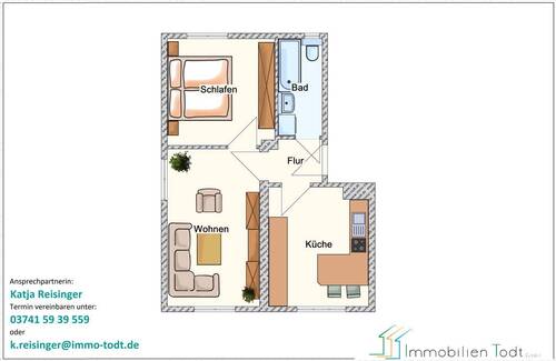 Zwickau, Mittelgrundstr. 60, 1.OG links - 2 Zimmer Etagenwohnung zur Miete in Zwickau