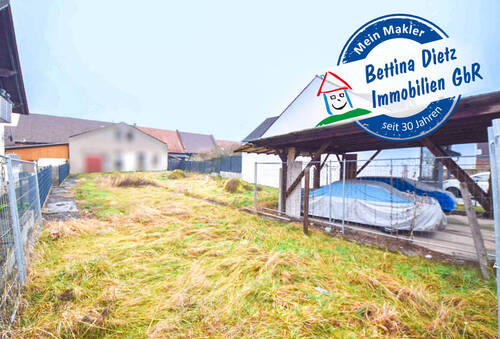 Baugrundstück für DHH-bunt_links - DIETZ: Baugrundstück für DHH mit 2 Wohneinheiten - Ruhige Wohnlage, ca. 200m Luftlinie zum Main!