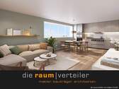 Visualiserung Wohnen - Moderne 3-Zimmer-Neubauwohnung im 1. OG - Balkon, Tiefgarage & Fahrstuhl