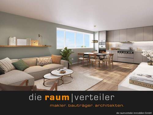 Visualiserung Wohnen - Moderne 3-Zimmer-Neubauwohnung im 1. OG - Balkon, Tiefgarage & Fahrstuhl