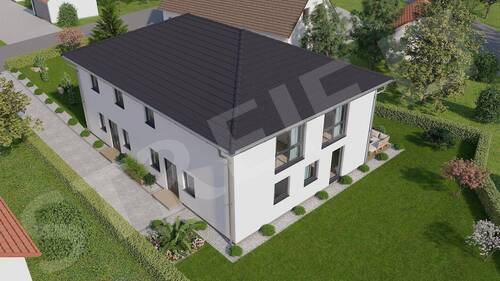 3D Haus Draufsicht - Modernes KFW40-Familienhaus mit Garten & Einbauküche - bezugsfertig ab Juli 2026