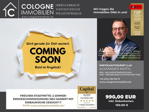 Tolle Wohnung für Senioren in Frechen Stadtmitte - Etagenwohnung mit 55,00 m&sup2; in Frechen zur Miete