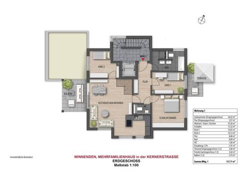 Erdgeschoss - 5 Zimmer Etagenwohnung in Winnenden
