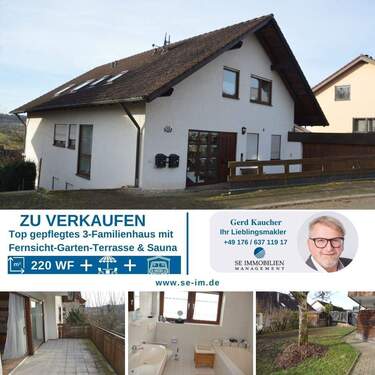 Straßenfront - Top gepflegtes 3-Familienhaus mit Fernsicht-Garten-Terrasse & Sauna