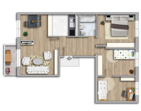 Standard 4-Raum-Wohnung - 