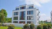 Eingangsansicht - Neuwertige Obergeschosswohnung mit Tiefgaragenstellplatz, Lift, modernster Erdwärmetechnik sowie Südloggia in zentraler Lage von Rastede