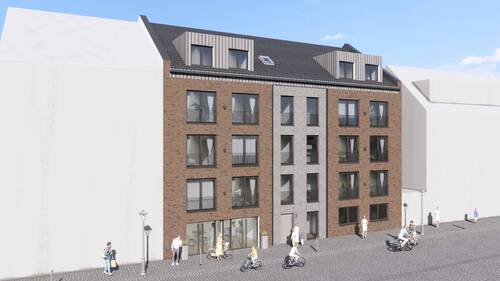 Visualisierung Vorderseite - Innenstadt, 2- und 3 Zimmer-Neubauwohnungen im EH 40 KNG Standard, die Gelegenheit für Neubau- und Innenstadtenthusiasten.
