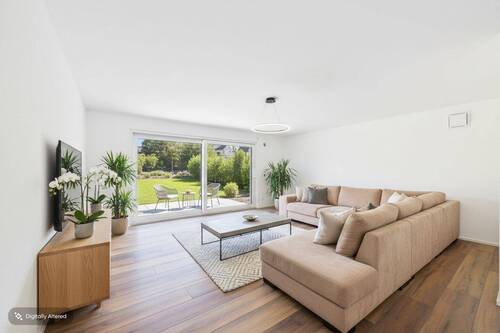Wohnzimmer -Rendering - Erstbezug Neubau: Luxuriöse Doppelhaushälfte mit gehobener Ausstattung in Heilbronn-Kirchhausen
