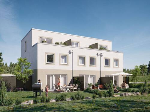 Gartenansicht Reihenhäuser.jpg - Letzte Chance auf ein Reihenhaus! Neubau, Reihenendhaus mit Keller, Garten und mehr!