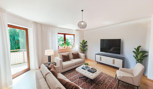 Einrichtungsbeispiel Wohnzimmer - 4 Zimmer Etagenwohnung zum Kaufen in Donauwörth