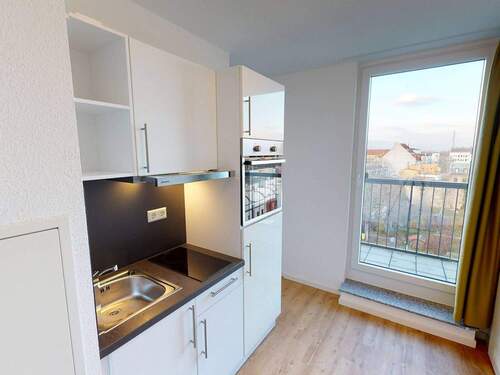 Ansicht II: Eingangs- und Küchenbereich - Etagenwohnung mit 30,50 m&sup2; in Leipzig zur Miete