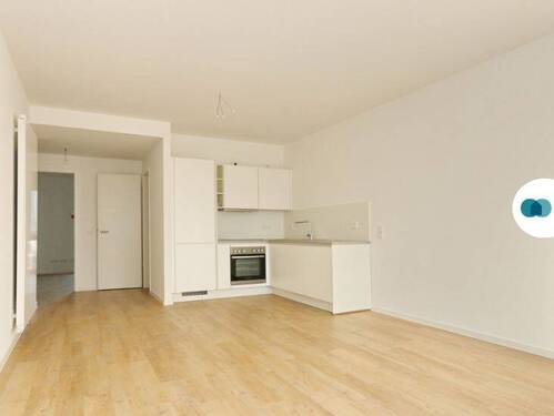 Ansicht I: Offener Wohn - und Küchenbereich - Stilvolle 2-Zimmer-Neubau-Oase mit Terrasse und EBK!