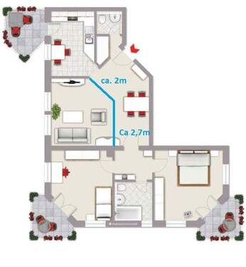 In blau eine Trockenbauwand - 