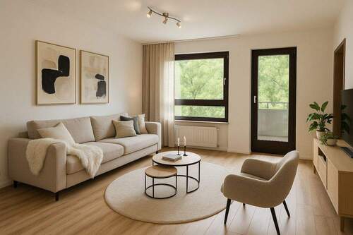 Wohnzimmerbereich Einrichtung beispielhaft - Toplage in Tübingen! Charmante, 3-Zimmer-Wohnung mit Loggia INKLUSIVE TG-STELLPLATZ!