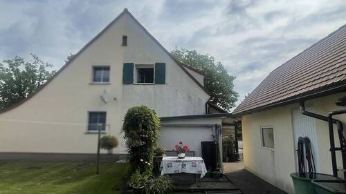 Ansicht vom Garten - 3 Zimmer Doppelhaushälfte in Lauta