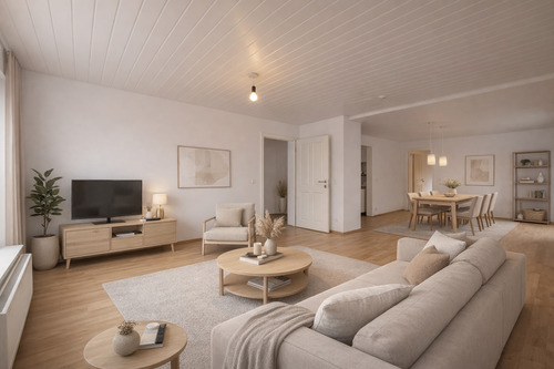 Wohnzimmer 1.OG (mit KI bearbeitet und möbliert) - Doppelhaushälfte mit 126,50 m&sup2; in Ostfildern zum Kaufen