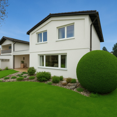 Gartenseite des Hauses - *Ihr neues Zuhause* Komfortables Einfamilienhaus mit Einliegerwhg., Traumgarten u. Garage.