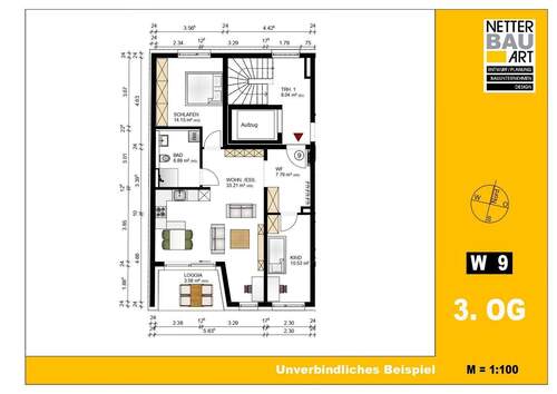 WHG 9 3. Obergeschoss.jpg - Etagenwohnung mit 76,10 m&sup2; in Fürth zum Kaufen
