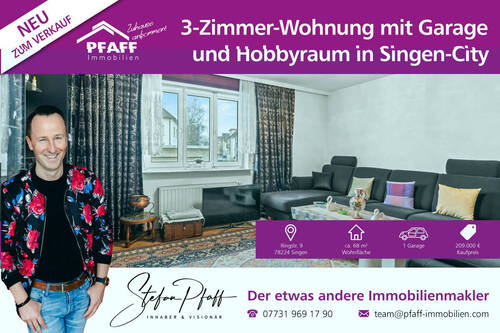 Titelbild - Zuhause ankommen in Singen-City! 3 Zi.-Whg. mit Garage und 3 Hobby-Kellerräumen