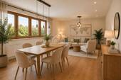 Virtuell bearbeitetes Wohnzimmer - Großzügige 4-Zimmer-Eigentumswohnung mit Balkon und Garage