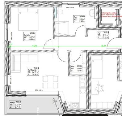 WE 4 - 2 Zimmer Etagenwohnung zur Miete in Oldenburg