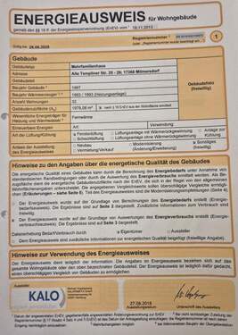 Energieausweis 2018 - 4 Zimmer Etagenwohnung zum Kaufen in Milmersdorf / Uckermark (Nähe Templin)