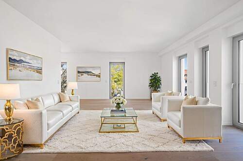 Lichtdurchflutetes Wohn-/Esszimmer (Beispieleinrichtung) - ELEGANTES STATEMENT: Großzügiger 4-Zimmer-Wohntraum mit zwei Balkonen