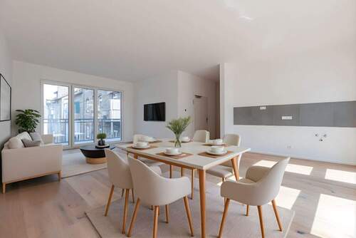Wohn- und Essbereich Gestaged - Einzigartiges Ensemble aus Alt- und Neubau 3-Zimmer Wohnung direkt vom Eigentümer!
