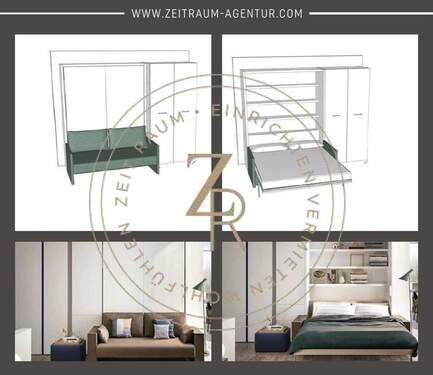 Schrankbett mit oder ohne Couch möglich - 