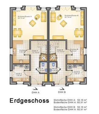 Erdgeschoss - 4 Zimmer Doppelhaushälfte in Jade