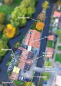Luftbild Insel mit 3 Gebäuden - 2 Zimmer Mehrfamilienhaus, Wohnhaus in Kenzingen