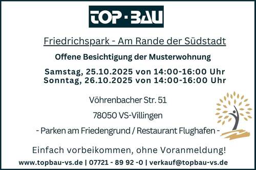 Besichtigung 25.-26.10.25 - 'Friedrichspark': Großer Südwestbalkon mit 17 m², Tageslichtbad, WC mit Dusche, 1.-3.OG, KfW 55!