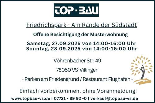 Bes 27 und 28 Sep - 2 Zimmer Etagenwohnung zum Kaufen in Villingen-Schwenningen