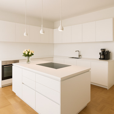 Küche - Berlin-Charlottenburg: 146 m² kernsanierte Beletage am Ku’damm – Altbau mit Stuck, Südbalkon & Designküche in begehrter City-West-Lage