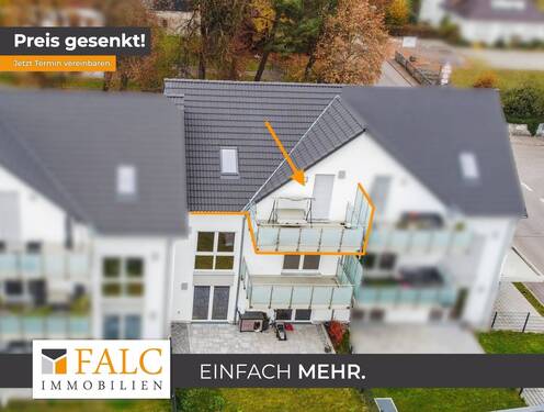 Außenansicht mit Markierung DG - Exklusive DG-Wohnung - modern, effizient & sofort bezugsbereit