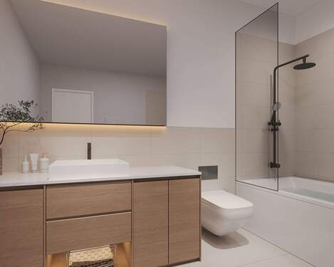 Badezimmer - Etagenwohnung mit 47,80 m&sup2; in Berlin zum Kaufen