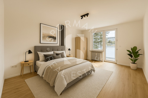 Schlafzimmer (virtuell möbliert) - Erstbezug nach vollständiger Kernsanierung - Traumhaft aufgeteilte Wohnung mit Duschbad & Balkon!
