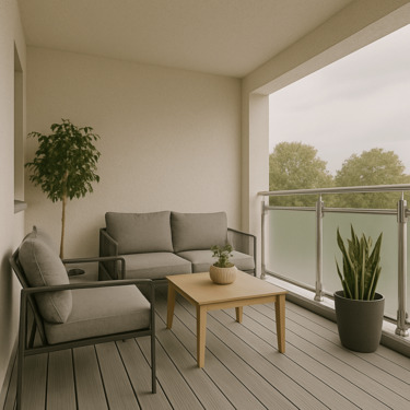 Loggia WHG 16.mit KI erstellt - 3 Zimmer Etagenwohnung in Stockelsdorf
